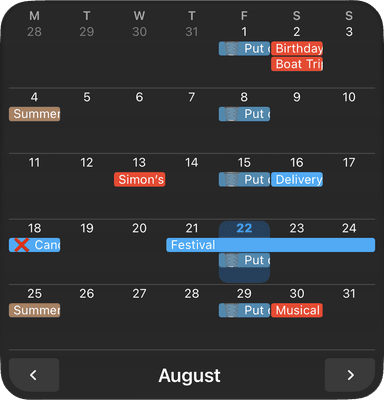 Tapcal full month widget