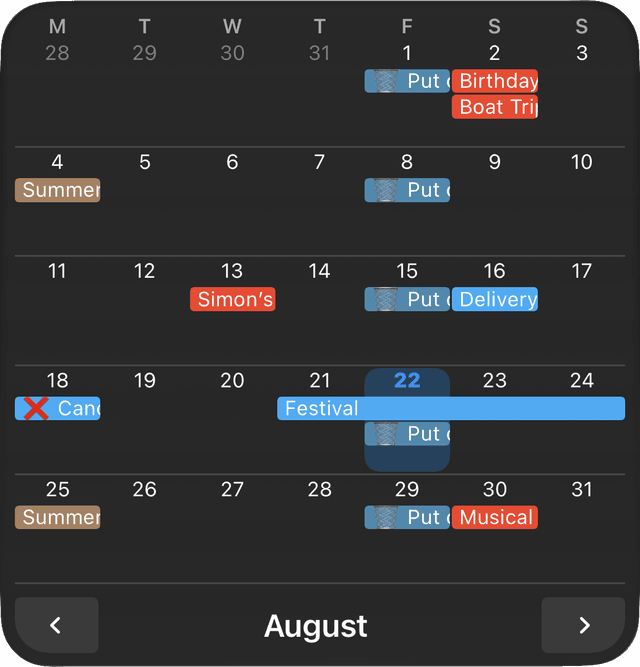 Tapcal full month widget